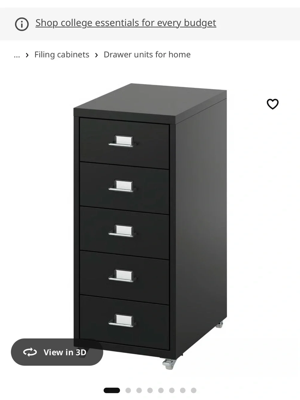IKEA Black 5-Drawer Mobile Storage Cabinet